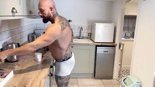 Morning Kitchen Wank With Big Dicked Steve & His Tattooed Step Son