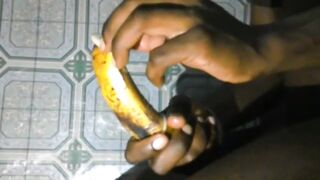 Bisexual boy fucked raw with a banana and big black cock creampie