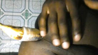 Bisexual boy fucked raw with a banana and big black cock creampie