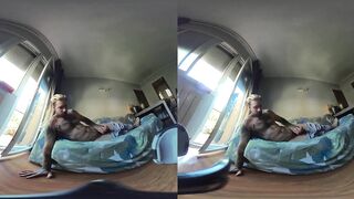 VR 180 8K teasing you on the couch stroking his thick cock raw POV