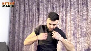 Musclebound hunk shoves giant cock deep into rubber pussy raw solo fucking