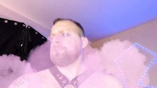 Bear daddy owns the party stroking his fat cock solo POV