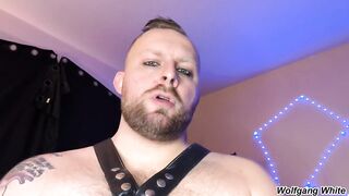 Bear daddy owns the party stroking his fat cock solo POV