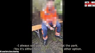 Straight chubby park worker gets his first curious gay experience