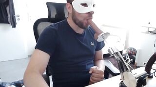 Beta Male gets destroyed by gay master machine deep throat forced to eat his own cum
