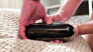Stroker toy destroys him until he's cumming wet and messy