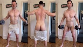 British gym jock loses it all while working out thick legs gushing hot solo session