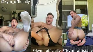 Straight guy gapes hole destroyed by monster dildo