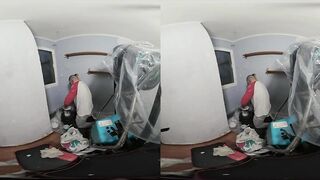 Gym rat gets filthy hard painting VR solo blowjob to hot cumshot