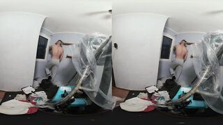 Gym rat gets filthy hard painting VR solo blowjob to hot cumshot
