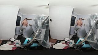 Gym rat gets filthy hard painting VR solo blowjob to hot cumshot