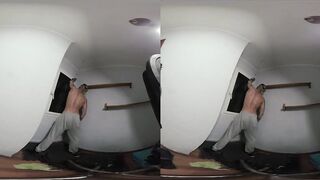 Gym rat gets filthy hard painting VR solo blowjob to hot cumshot