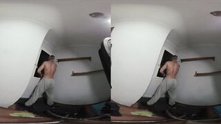 Gym rat gets filthy hard painting VR solo blowjob to hot cumshot