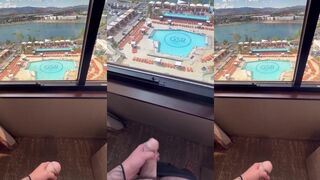 Tattooed dick leaked in hotel window view