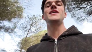 Forced to cum in the forest thick cum all over my muscular bodybuilder ass