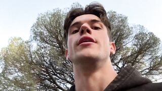 Forced to cum in the forest thick cum all over my muscular bodybuilder ass