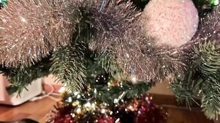 Hairy Santa dumps Christmas dildo in greedy ass and pussy