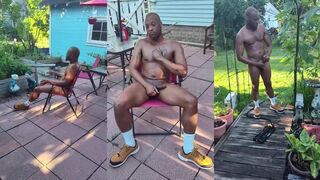 Airbnb jerk off nut while black cock oozes public