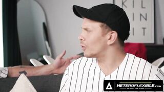 Straight buddies argue who has the biggest dick then Daddy crushes them both raw