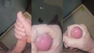 Gushing cumshot in the shower second orgasm of the day