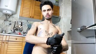 Skinny twink with thick BBC ruined solo after tattoo ink stays hard