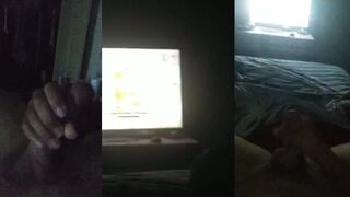 Lonely Latino hunk throbbing big cock jerked off solo cumming hard