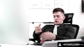Heteroflexible caught jerking off tight ass destroyed by hung boss rough pounding
