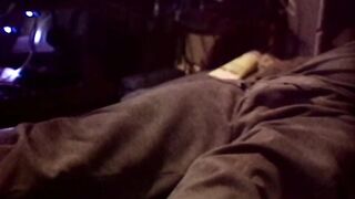Chubby guy alone in tight socks gushing mess from old cam