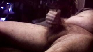 Chubby guy alone in tight socks gushing mess from old cam