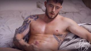 Hunk wanks raw with cock ring and butt plug drips massive cum