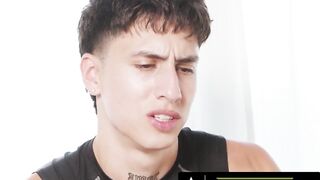 Heteroflexible cum hungry buddies Elias & Dante hogtie each other while rawgging it to gay big dick chatbot