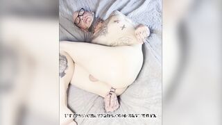 Tattooed pierced dildo stuffed tight doggystyle split tongues cumming hard