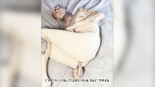 Tattooed pierced dildo stuffed tight doggystyle split tongues cumming hard