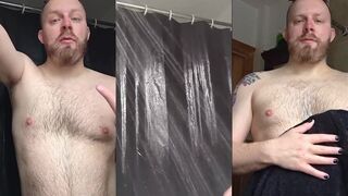 Cold shower struggles when a bearded daddy watches you blush