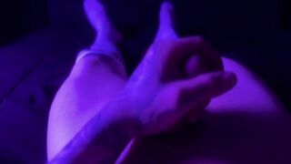 Femboy gushes after shower while jerking his juicy big cock raw