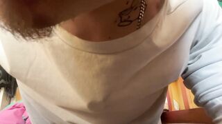 Emo Alt Daddy ASMR twink gets neck drenched with thick cum DROOLING