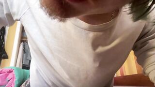 Emo Alt Daddy ASMR twink gets neck drenched with thick cum DROOLING