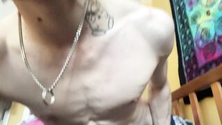 Emo Alt Daddy ASMR twink gets neck drenched with thick cum DROOLING