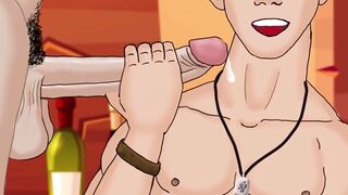 Gay daddy fucks twink outside with big cock raw cum public blowjob