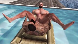 Himbo muscle daddy drowns in pool while BBC rips through tight hole