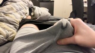 Gay stud jizz EXPLOSION in my tight boxers overflowing sticky mess