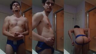 Muscle worship tightens as huge dick flexes out of control