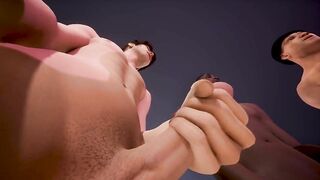 Straight boys first gay beach wank session destroyed threesome