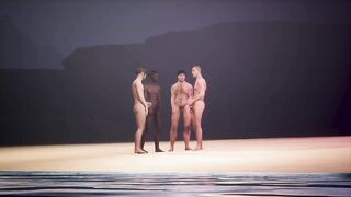 Straight boys first gay beach wank session destroyed threesome