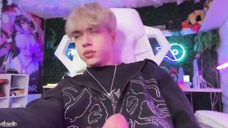 Femboy's tight hole leaking from big dick solo orgasm