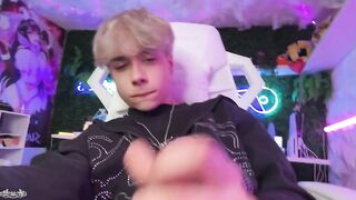 Femboy's tight hole leaking from big dick solo orgasm