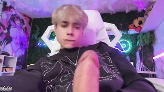 Femboy's tight hole leaking from big dick solo orgasm