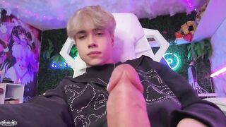 Femboy's tight hole leaking from big dick solo orgasm