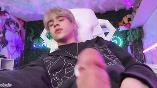 Femboy's tight hole leaking from big dick solo orgasm