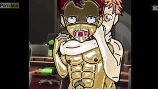 Cute boy gets destroyed by the gay fucking machine in yaoi anal gangbang